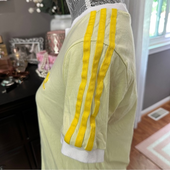 Adidas Originals 3-Stripes Trefoil Ringer Tee Yellow White T-Shirt Size Medium - Picture 4 of 13